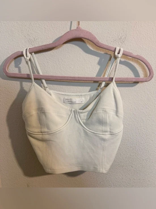 Oak + Fort Cream Crop Top Bustier Tank Womens Medium Minimalist Aritzia Style - Picture 1 of 5